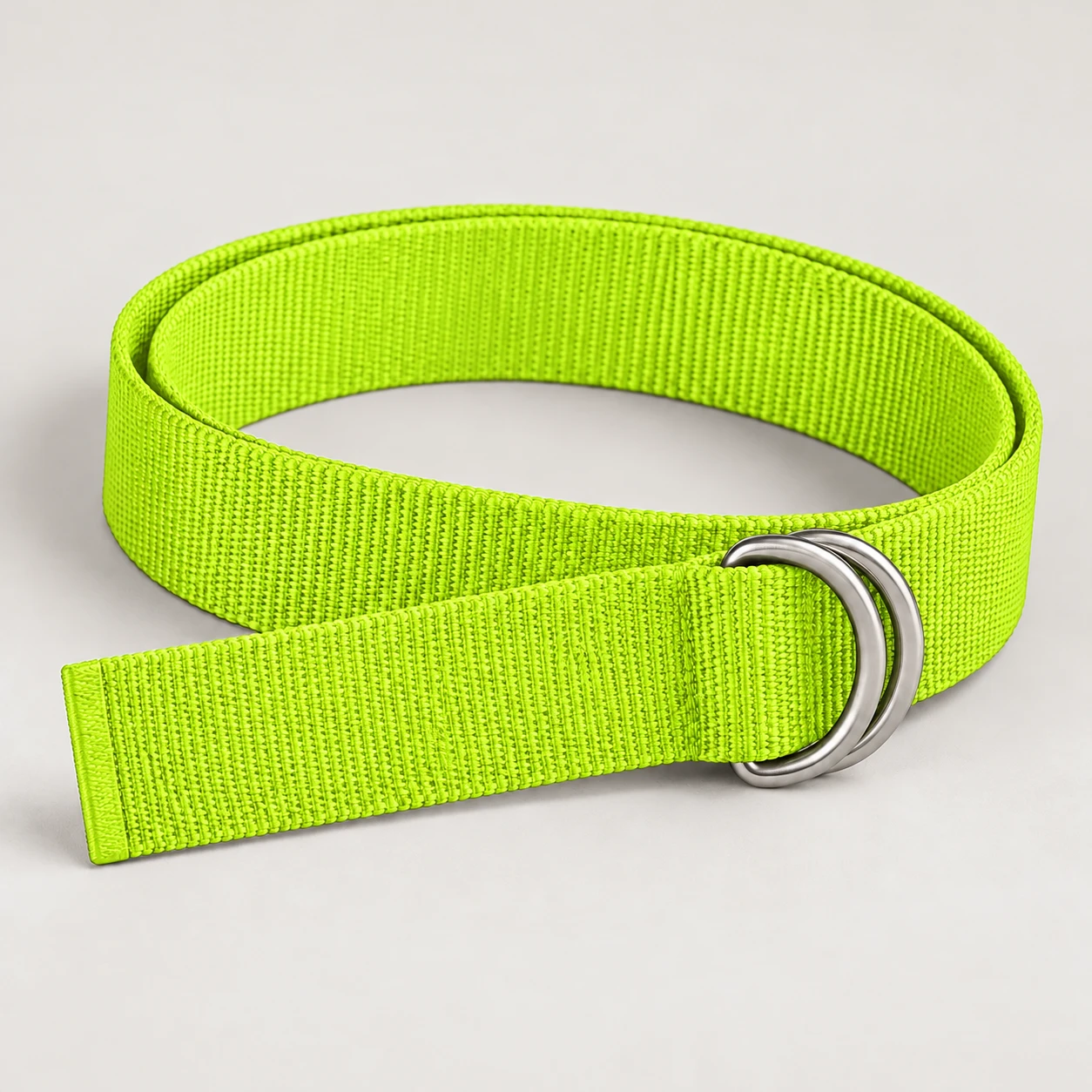 Volt Loop D-Ring belt with polyester webbing, 30mm width, silver metal double D-ring buckle, heat sealed straight end